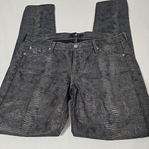 7 For All Mankind Black Grayish Lizard Snake Animal Print Pants Women's Size 29